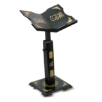 حامل القرآن الكريم باللون الأسود مرصع بزخرفة إسلامية