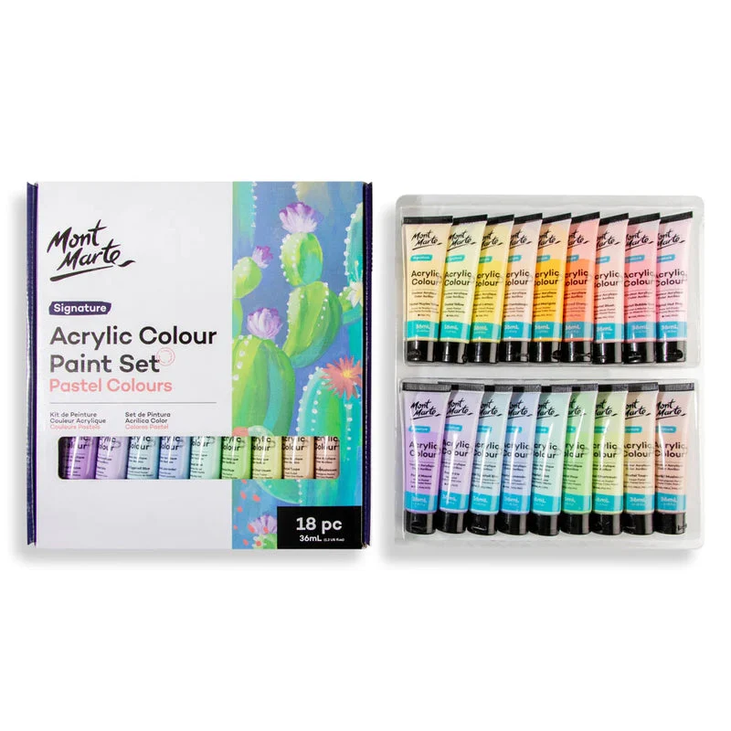 Mont Marte Acrylic Colour Pastel Paint Set Signature 18pc x 36ml (1.2 US fl.oz) MSCP1836 Mont Marte Acrylic Colour Pastel Paint Set Signature 18pc x 36ml (1.2 US fl.oz) MSCP1836