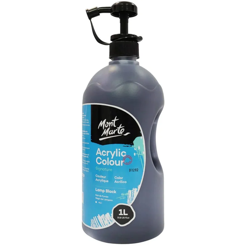 Mont Marte Acrylic Colour Signature 1L (33.8 US fl.oz) Bottle - Lamp Black MSCH0110 Mont Marte Acrylic Colour Signature 1L (33.8 US fl.oz) Bottle - Lamp Black MSCH0110