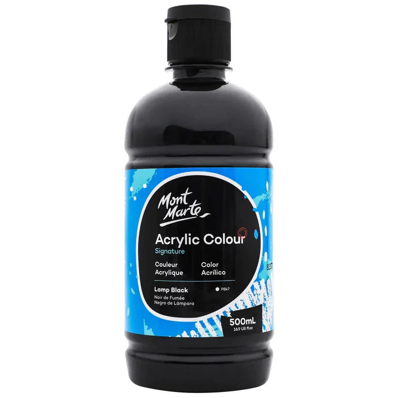 Mont Marte Acrylic Colour Signature 500ml (16.9 US fl.oz) - Lamp Black - MSCH5010 Mont Marte Acrylic Colour Signature 500ml (16.9 US fl.oz) - Lamp Black - MSCH5010