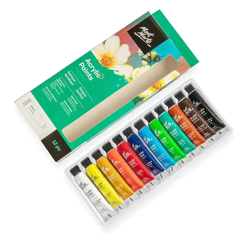 Mont Marte Acrylic Paints 12pc x 12ml - PMHS0026 Mont Marte Acrylic Paints 12pc x 12ml - PMHS0026