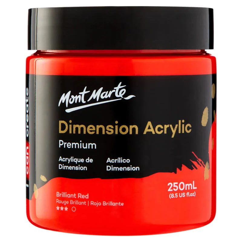 Mont Marte Dimension Acrylic Paint 250ml Pot - Brilliant Red PMDA2510 Mont Marte Dimension Acrylic Paint 250ml Pot - Brilliant Red PMDA2510