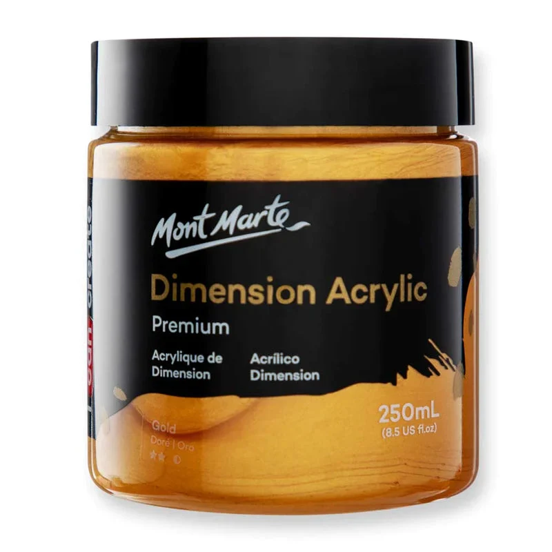 Mont Marte Dimension Acrylic Paint 250ml Pot - Gold PMDA2542 Mont Marte Dimension Acrylic Paint 250ml Pot - Gold PMDA2542