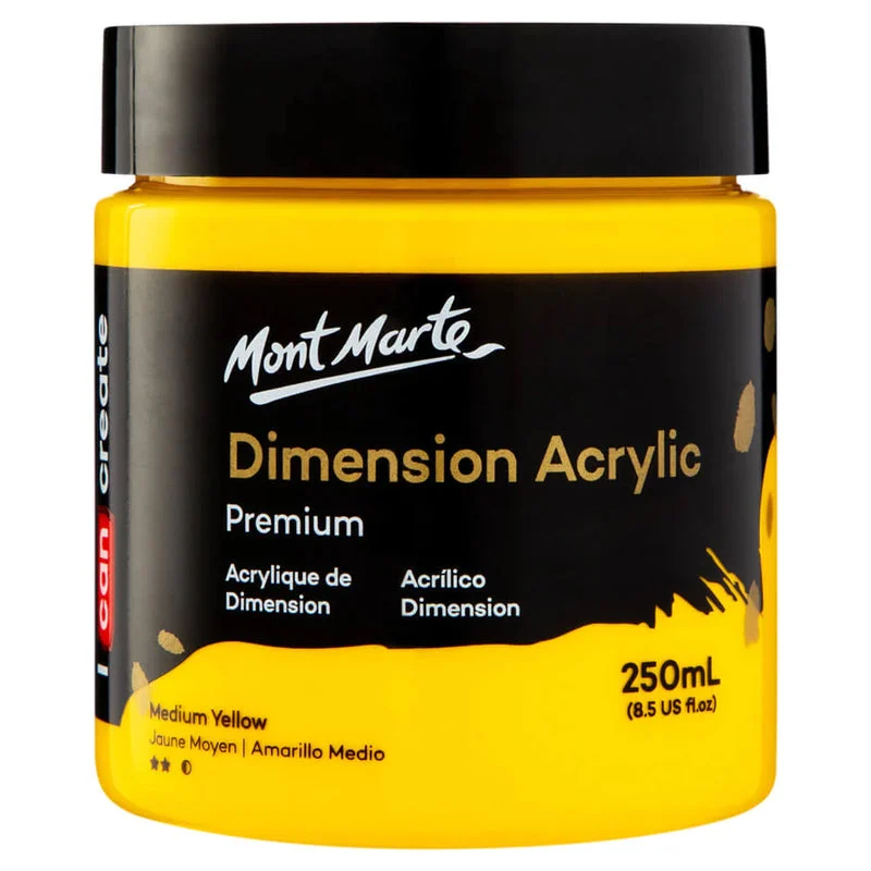 Mont Marte Dimension Acrylic Paint 250ml Pot - Medium Yellow PMDA2506 Mont Marte Dimension Acrylic Paint 250ml Pot - Medium Yellow PMDA2506