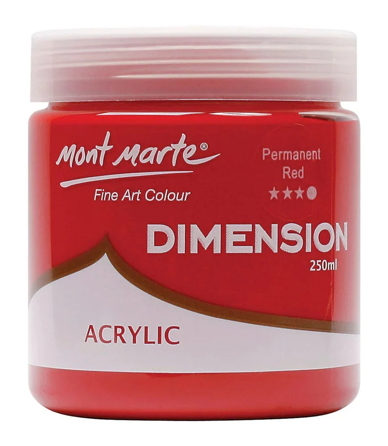 Mont Marte Dimension Acrylic Paint 250ml Pot - Permanent Red PMDA2511 Mont Marte Dimension Acrylic Paint 250ml Pot - Permanent Red PMDA2511