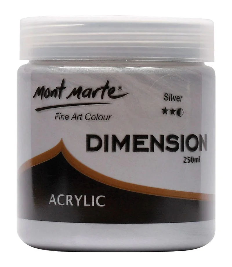 Mont Marte Dimension Acrylic Paint 250ml Pot - Silver PMDA2543 Mont Marte Dimension Acrylic Paint 250ml Pot - Silver PMDA2543
