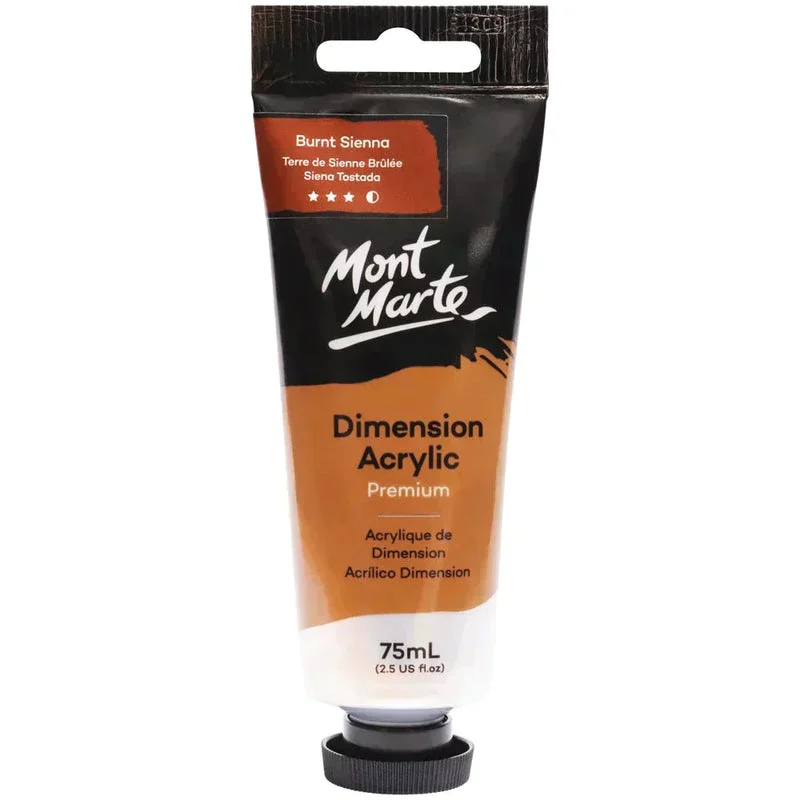 Mont Marte Dimension Acrylic Paint 75ml Tube - Burnt Sienna PMDA0034 Mont Marte Dimension Acrylic Paint 75ml Tube - Burnt Sienna PMDA0034