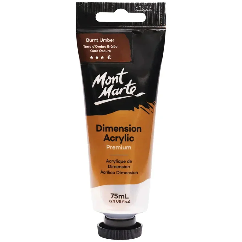 Mont Marte Dimension Acrylic Paint 75ml Tube - Burnt Umber PMDA0036 Mont Marte Dimension Acrylic Paint 75ml Tube - Burnt Umber PMDA0036