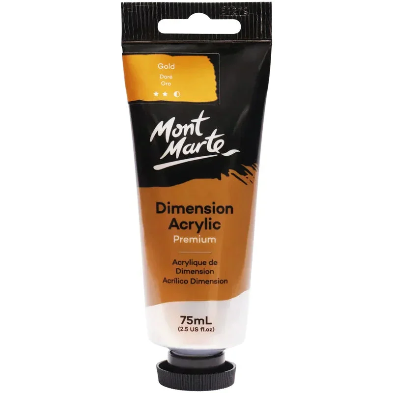 Mont Marte Dimension Acrylic Paint 75ml Tube - Gold PMDA0042 Mont Marte Dimension Acrylic Paint 75ml Tube - Gold PMDA0042