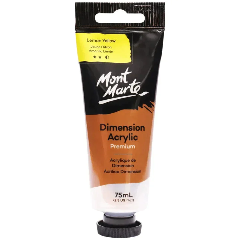 Mont Marte Dimension Acrylic Paint 75ml Tube - Lemon Yellow PMDA0005 Mont Marte Dimension Acrylic Paint 75ml Tube - Lemon Yellow PMDA0005