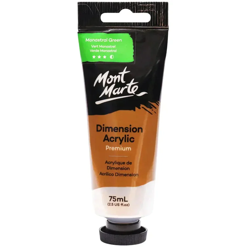 Mont Marte Dimension Acrylic Paint 75ml Tube - Monastral Green PMDA0027 Mont Marte Dimension Acrylic Paint 75ml Tube - Monastral Green PMDA0027