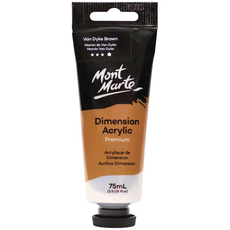 Mont Marte Dimension Acrylic Paint 75ml Tube - Vandyk Brown PMDA0038 Mont Marte Dimension Acrylic Paint 75ml Tube - Vandyk Brown PMDA0038