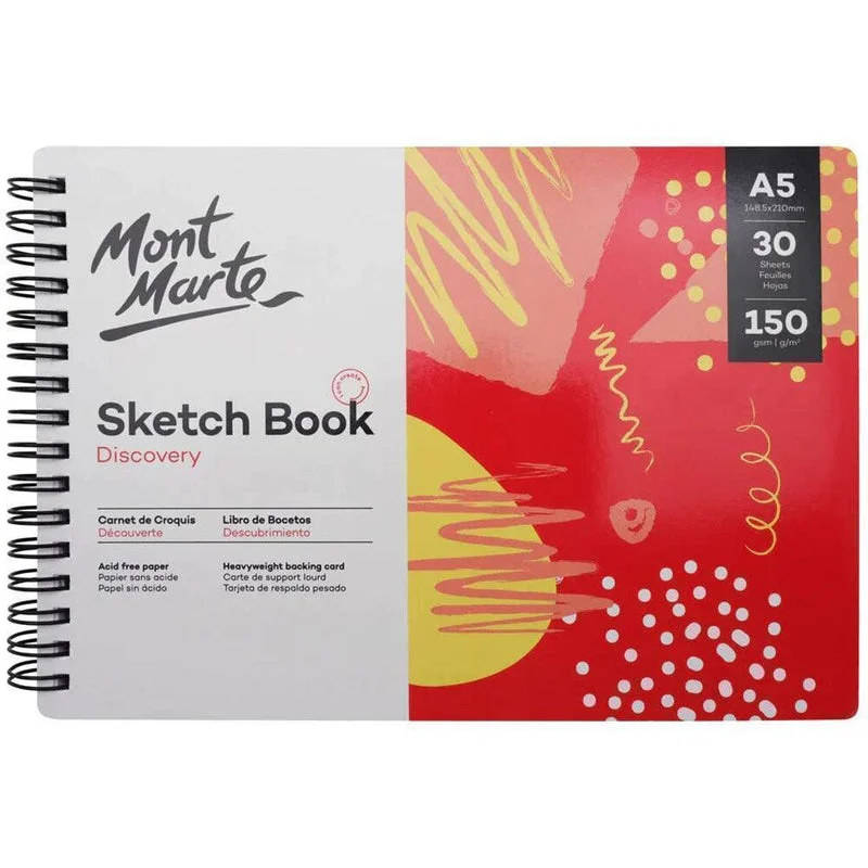 Mont Marte Discovery Sketch Book Spiral Bound A5 150gsm 30 Sheet - MSB0120 Mont Marte Discovery Sketch Book Spiral Bound A5 150gsm 30 Sheet - MSB0120