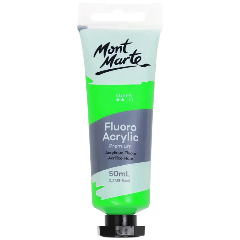Mont Marte Fluoro Acrylic Paint 50ml - Green PMFL5008 Mont Marte Fluoro Acrylic Paint 50ml - Green PMFL5008