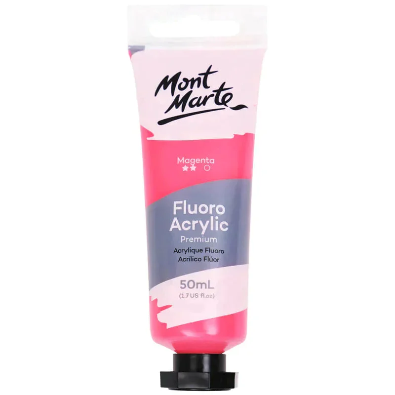 Mont Marte Fluoro Acrylic Paint 50ml - Magenta PMFL5005 Mont Marte Fluoro Acrylic Paint 50ml - Magenta PMFL5005
