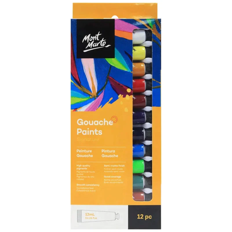 Mont Marte Gouache 12 Piece x 12ml - PMHS0028 Mont Marte Gouache 12 Piece x 12ml - PMHS0028
