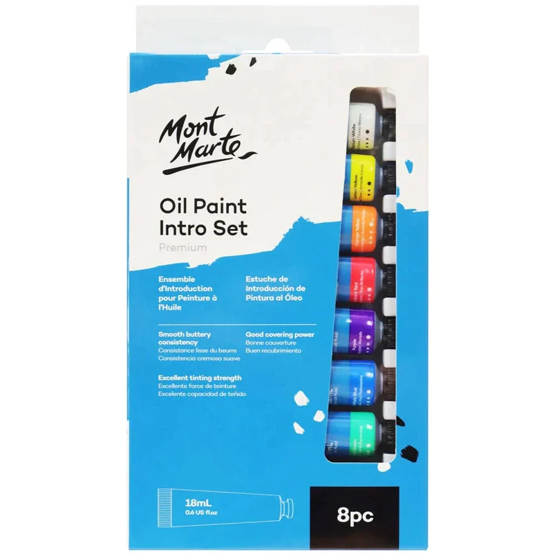 Mont Marte Intro Paint Set - Professional Oil Paint 8pc x 18ml - MPO8181 Mont Marte Intro Paint Set - Professional Oil Paint 8pc x 18ml - MPO8181
