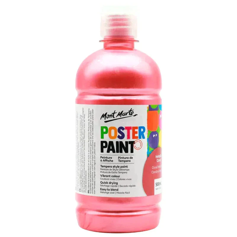 Mont Marte Kids - Metallic Poster Paint 500ml MPST3002 - Metallic Coral Mont Marte Kids - Metallic Poster Paint 500ml MPST3002 - Metallic Coral