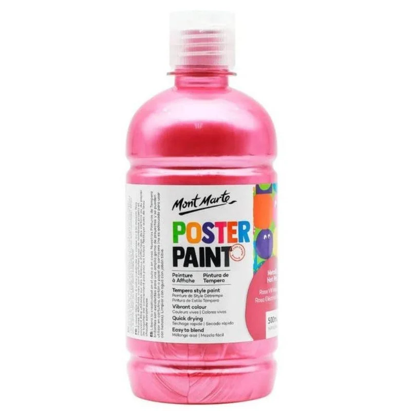 Mont Marte Kids - Metallic Poster Paint 500ml MPST3003 - Metallic Hot Pink Mont Marte Kids - Metallic Poster Paint 500ml MPST3003 - Metallic Hot Pink