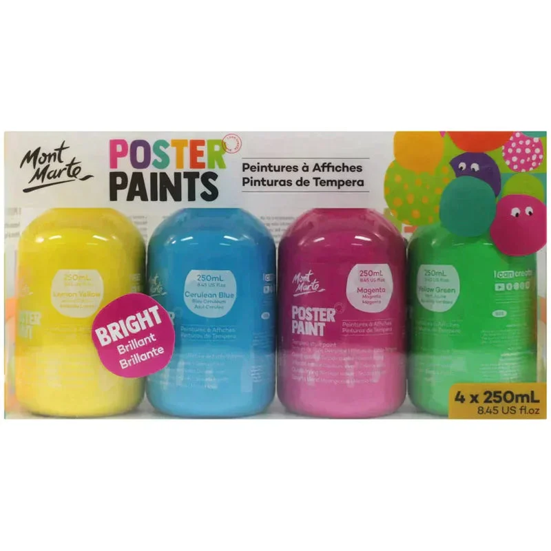Mont Marte Kids - Poster Paint Set 4pc MPST4001- Bright Mont Marte Kids - Poster Paint Set 4pc MPST4001- Bright