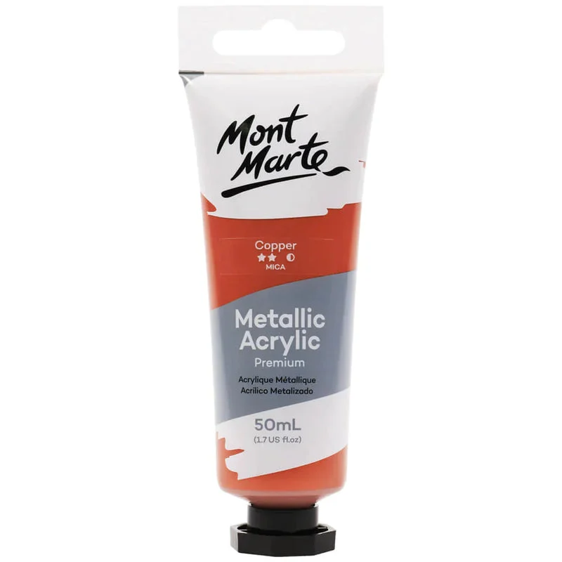 Mont Marte Metallic Acrylic Paint 50ml - Copper - PMMT5010 Mont Marte Metallic Acrylic Paint 50ml - Copper - PMMT5010