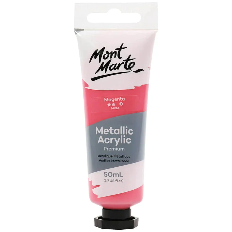 Mont Marte Metallic Acrylic Paint 50ml - Magenta Mont Marte Metallic Acrylic Paint 50ml - Magenta