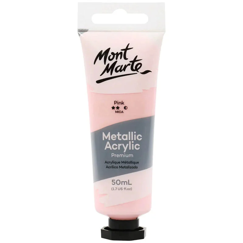 Mont Marte Metallic Acrylic Paint 50ml - Orange - PMMT5002 Mont Marte Metallic Acrylic Paint 50ml - Orange - PMMT5002