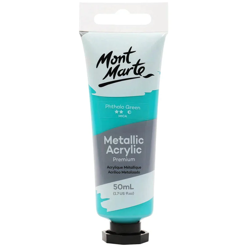 Mont Marte Metallic Acrylic Paint 50ml - Phthalo Green - PMMT5006 Mont Marte Metallic Acrylic Paint 50ml - Phthalo Green - PMMT5006