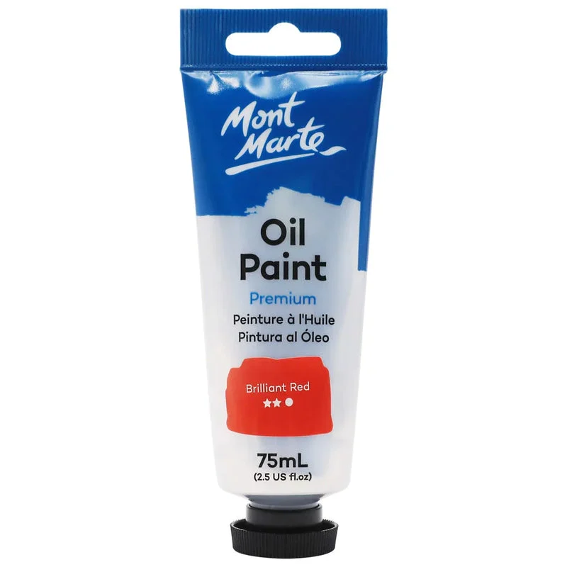 Mont Marte Oil Paint 75ml Tube - Brilliant Red MPO7509 Mont Marte Oil Paint 75ml Tube - Brilliant Red MPO7509