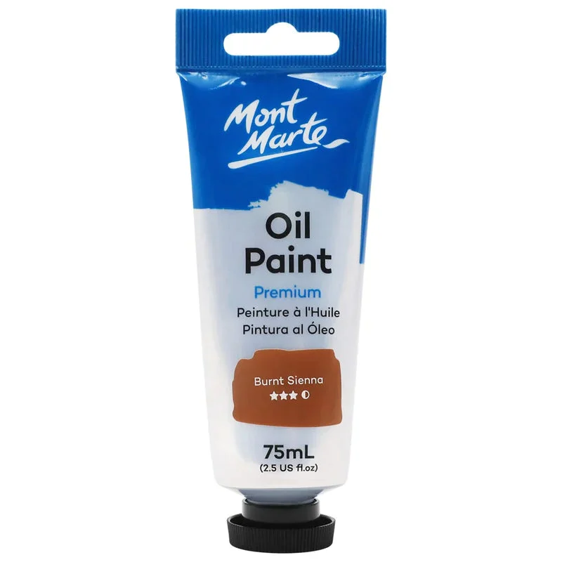 Mont Marte Oil Paint 75ml Tube - Burnt Sienna MPO7537 Mont Marte Oil Paint 75ml Tube - Burnt Sienna MPO7537