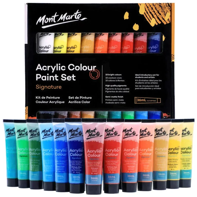 Mont Marte Paint Set - Signature Acrylic Paint Set 18pc x 36ml - MSCH1836 Mont Marte Paint Set - Signature Acrylic Paint Set 18pc x 36ml - MSCH1836