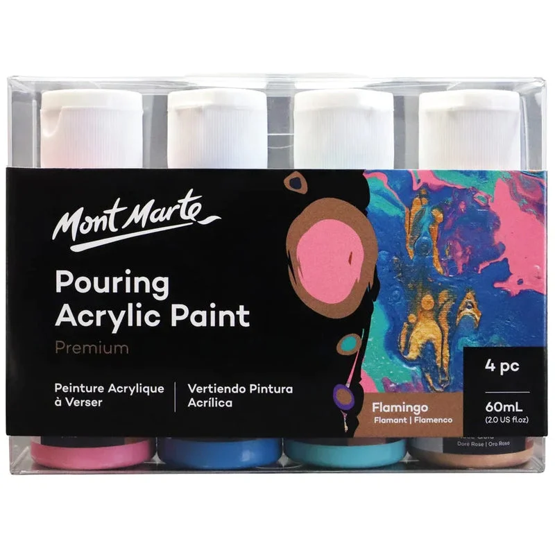 Mont Marte Pouring Acrylic Paint Set Premium 4pc x 60ml (2 US fl.oz) - Flamingo PMPP4204 Mont Marte Pouring Acrylic Paint Set Premium 4pc x 60ml (2 US fl.oz) - Flamingo PMPP4204