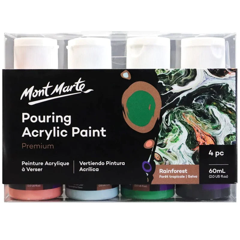 Mont Marte Pouring Acrylic Paint Set Premium 4pc x 60ml (2 US fl.oz) - Rainforest PMPP4205 Mont Marte Pouring Acrylic Paint Set Premium 4pc x 60ml (2 US fl.oz) - Rainforest PMPP4205