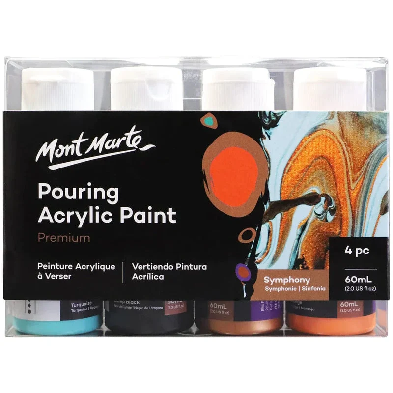 Mont Marte Pouring Acrylic Paint Set Premium 4pc x 60ml (2 US fl.oz) - Symphony PMPP4201 Mont Marte Pouring Acrylic Paint Set Premium 4pc x 60ml (2 US fl.oz) - Symphony PMPP4201