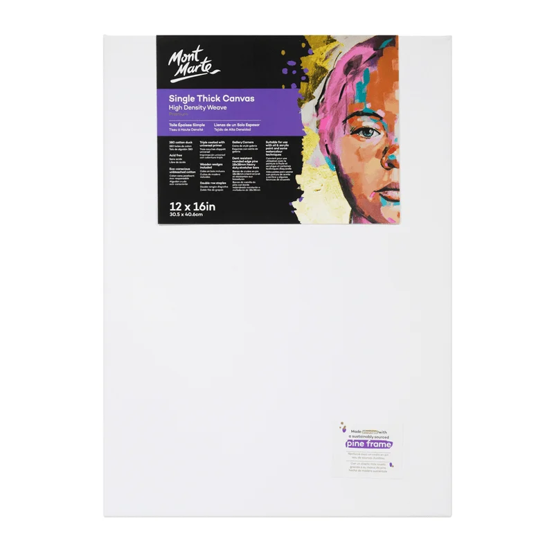 Mont Marte Premium Series Canvas Single Thick 12" x 16" - 30.5 x 40.6cm - 25125104 Mont Marte Premium Series Canvas Single Thick 12" x 16" - 30.5 x 40.6cm - 25125104