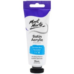 Mont Marte Satin Acrylic Paint 75ml Tube - Cerulean Blue - PMSA7517