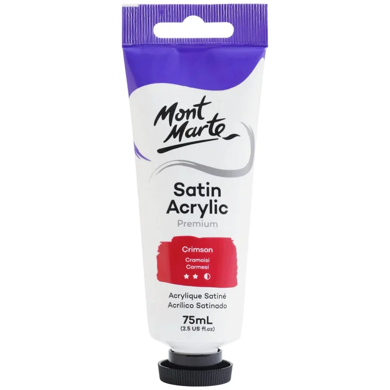 Mont Marte Satin Acrylic Paint 75ml Tube - Crimson - PMSA7510 Mont Marte Satin Acrylic Paint 75ml Tube - Crimson - PMSA7510