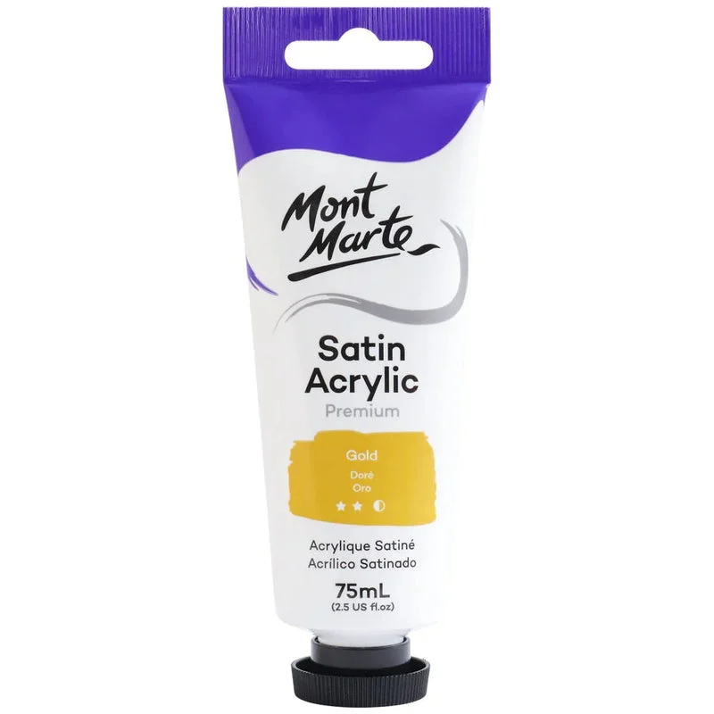 Mont Marte Satin Acrylic Paint 75ml Tube - Gold - PMSA7531 Mont Marte Satin Acrylic Paint 75ml Tube - Gold - PMSA7531