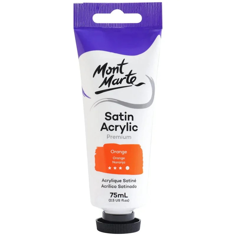 Mont Marte Satin Acrylic Paint 75ml Tube - Orange - PMSA7506 Mont Marte Satin Acrylic Paint 75ml Tube - Orange - PMSA7506