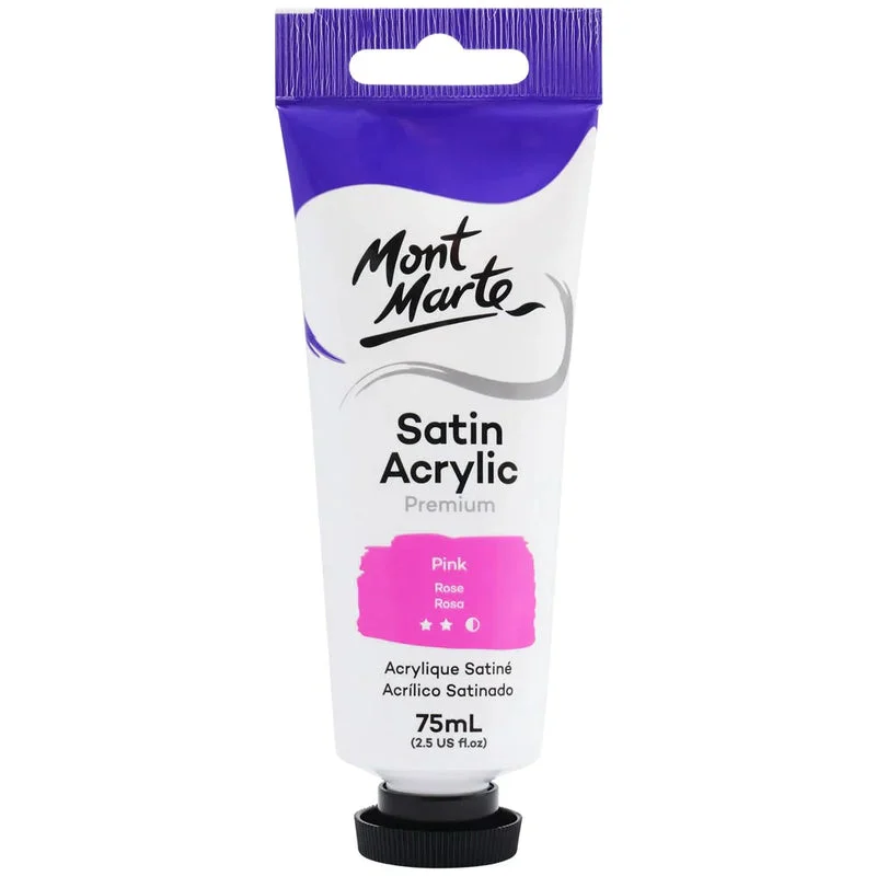 Mont Marte Satin Acrylic Paint 75ml Tube - Pink - PMSA7512 Mont Marte Satin Acrylic Paint 75ml Tube - Pink - PMSA7512