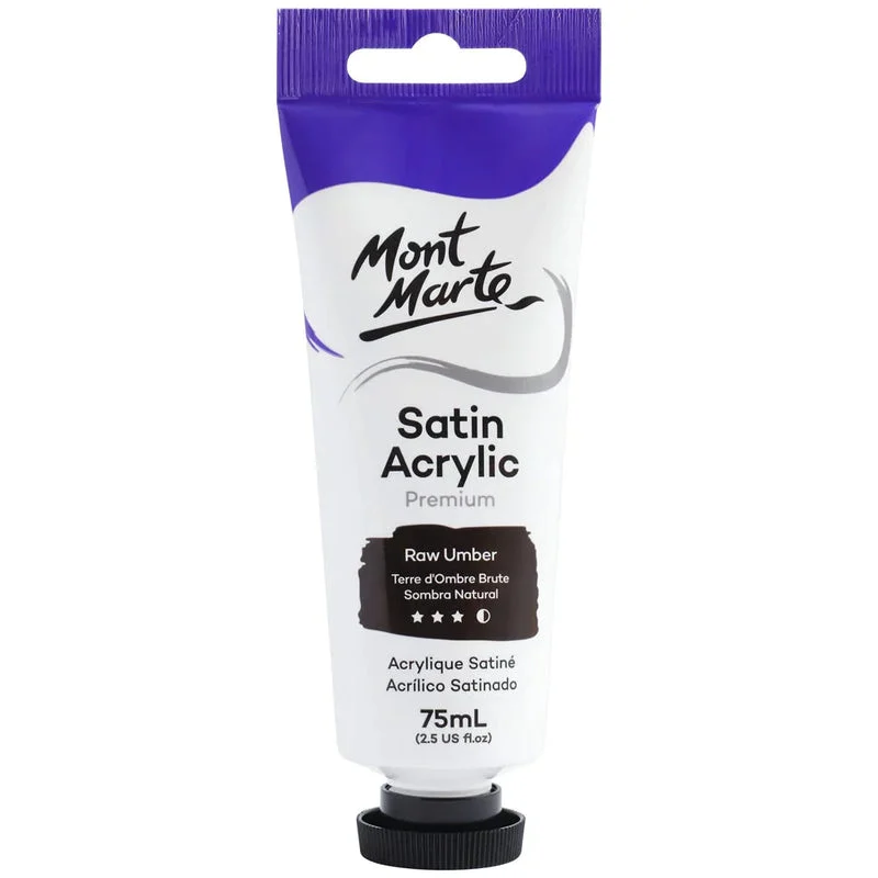 Mont Marte Satin Acrylic Paint 75ml Tube - Raw Umber - PMSA7528 Mont Marte Satin Acrylic Paint 75ml Tube - Raw Umber - PMSA7528