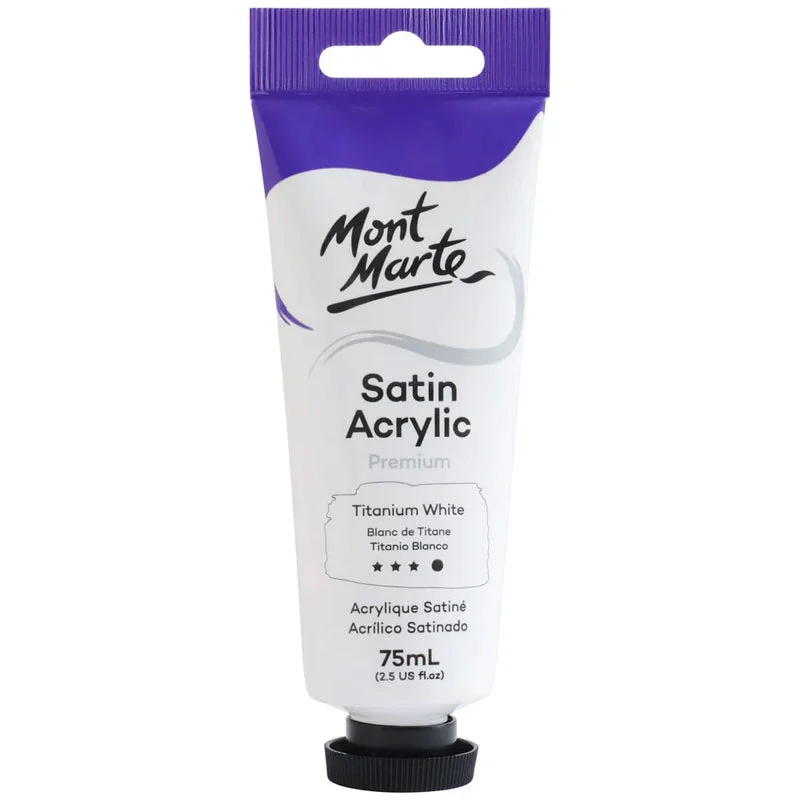 Mont Marte Satin Acrylic Paint 75ml Tube - Titanium White - PMSA7501 Mont Marte Satin Acrylic Paint 75ml Tube - Titanium White - PMSA7501