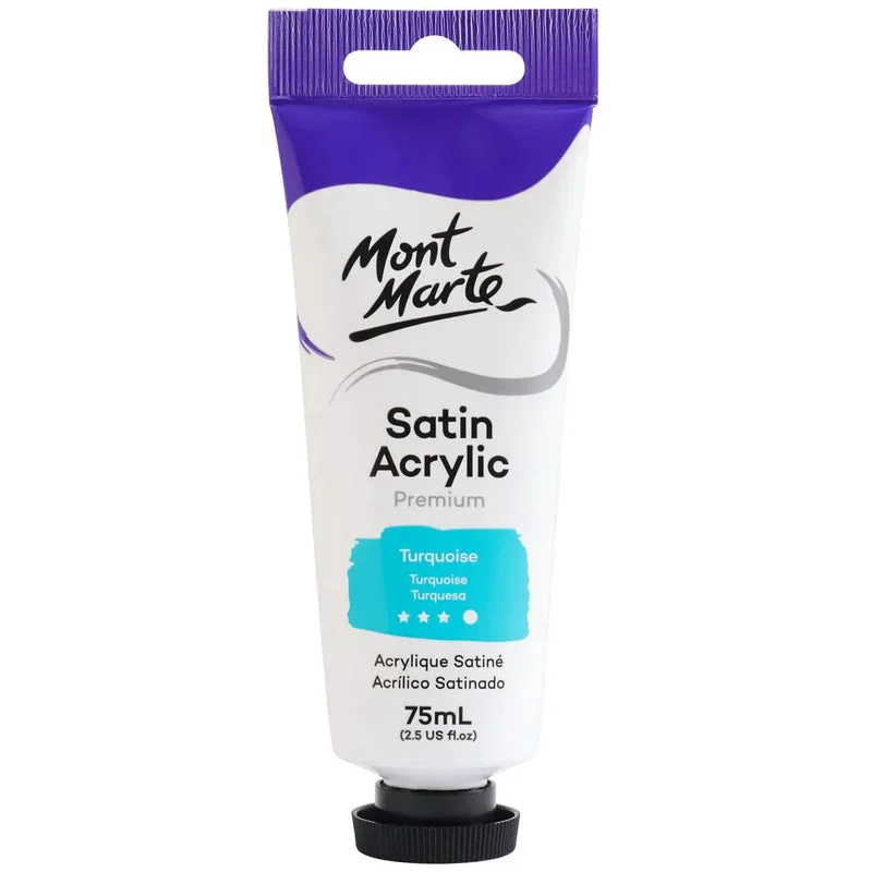 Mont Marte Satin Acrylic Paint 75ml Tube - Turquoise - PMSA7519 Mont Marte Satin Acrylic Paint 75ml Tube - Turquoise - PMSA7519