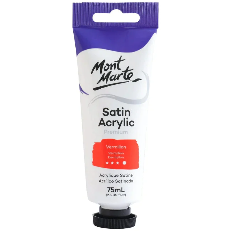 Mont Marte Satin Acrylic Paint 75ml Tube - Vermillion - PMSA7507 Mont Marte Satin Acrylic Paint 75ml Tube - Vermillion - PMSA7507