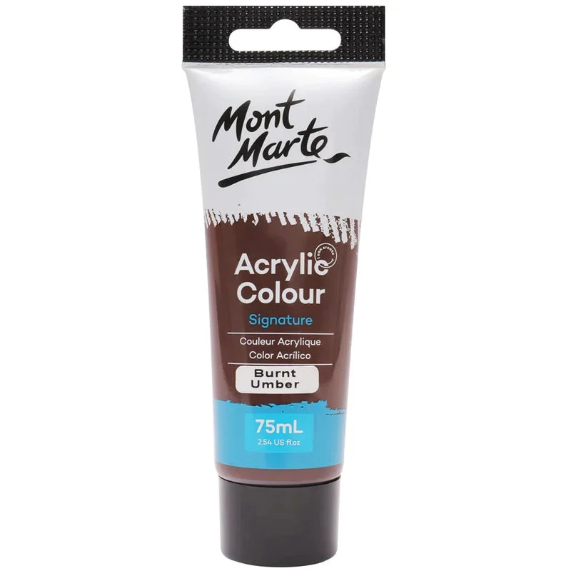 Mont Marte Signature Acrylic Paint 75ml Tube - Burnt Umber - MSCH7527 Mont Marte Signature Acrylic Paint 75ml Tube - Burnt Umber - MSCH7527