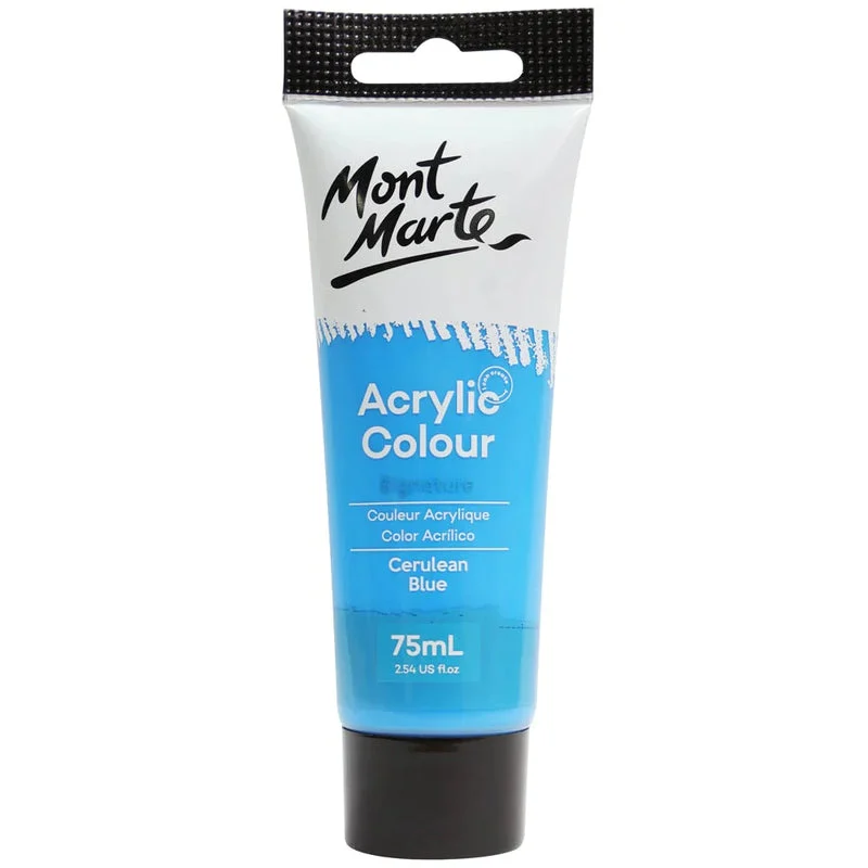 Mont Marte Signature Acrylic Paint 75ml Tube - Cerulean Blue - MSCH7517 Mont Marte Signature Acrylic Paint 75ml Tube - Cerulean Blue - MSCH7517
