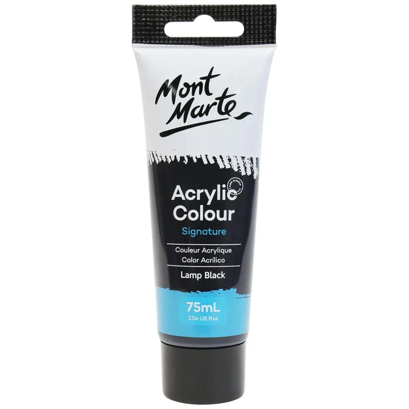 Mont Marte Signature Acrylic Paint 75ml Tube - Lamp Black - MSCH7532 Mont Marte Signature Acrylic Paint 75ml Tube - Lamp Black - MSCH7532