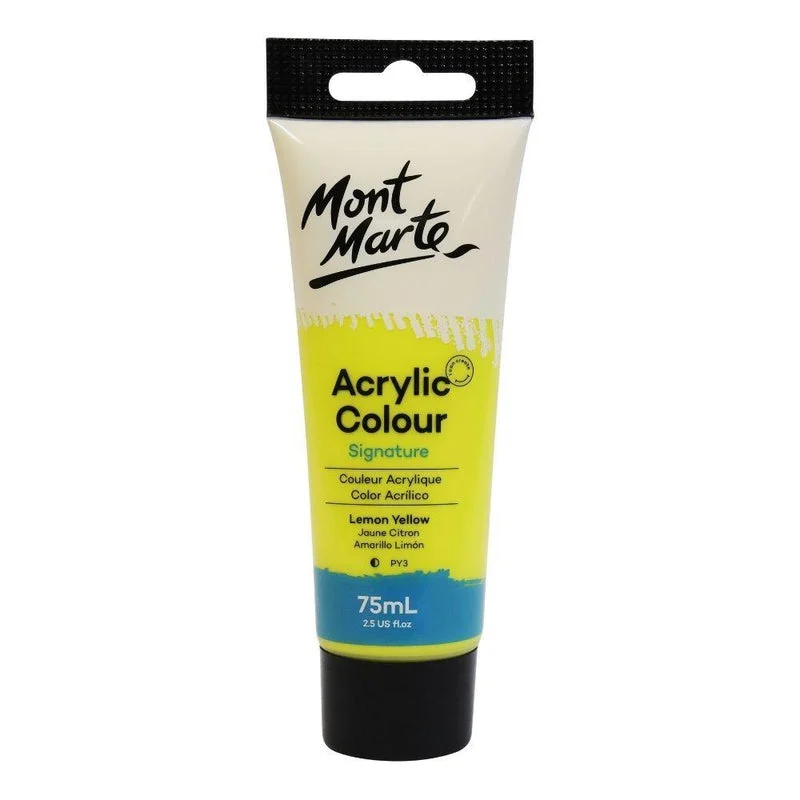 Mont Marte Signature Acrylic Paint 75ml Tube - Lemon Yellow - MSCH7502 Mont Marte Signature Acrylic Paint 75ml Tube - Lemon Yellow - MSCH7502