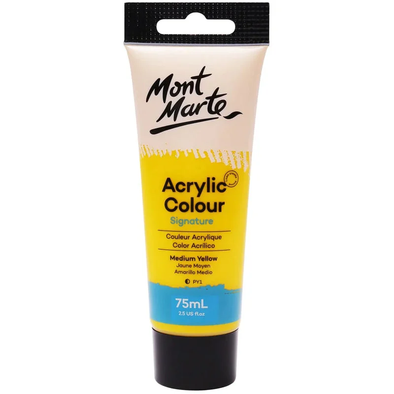 Mont Marte Signature Acrylic Paint 75ml Tube - Medium Yellow - MSCH7504 Mont Marte Signature Acrylic Paint 75ml Tube - Medium Yellow - MSCH7504