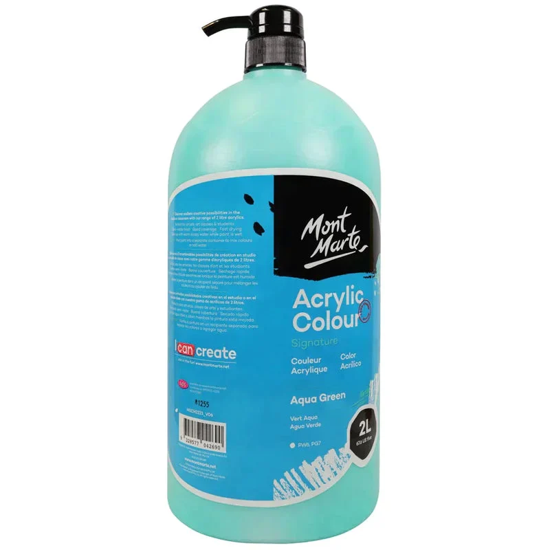 Mont Marte Signature Acrylic Paint Pump Bottle 2L - Aqua Green MSCH2223 Mont Marte Signature Acrylic Paint Pump Bottle 2L - Aqua Green MSCH2223